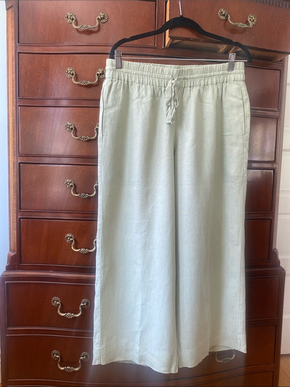 J. Crew Wide Leg Linen Blend Pants in Pale Sage Green - Picture 1 of 7